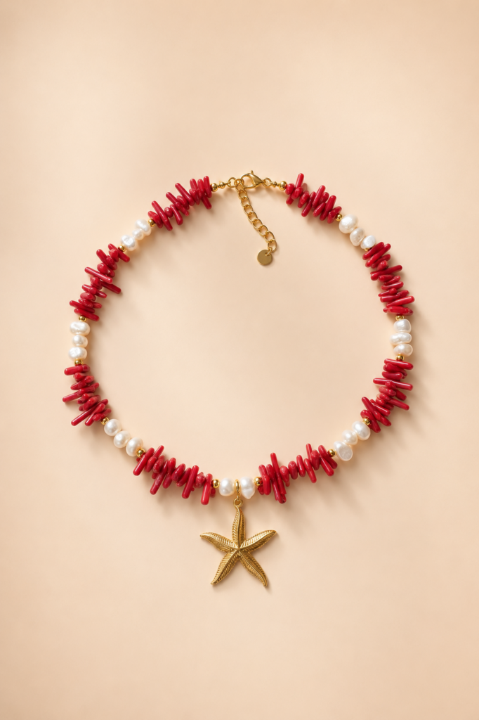 CORAL STAR NECKLACE